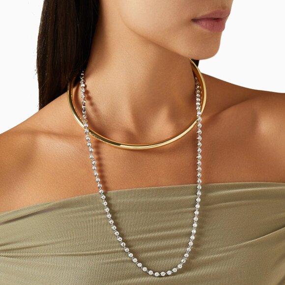 Demarson Talitha Necklace in Gold, Silver, & Crystal choker diamond - Picture 1 of 11